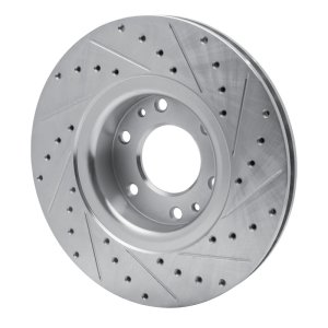 Buick Rainier Brake Rotor (1) - Front Left - R1 Concepts - Drilled & Slotted - Silver - `02-`09